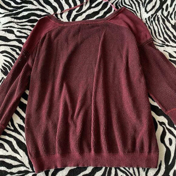 DKNY jeans burgundy women’s pull over sweater 3/4 sleeves autumn fall size large - Picture 7 of 8